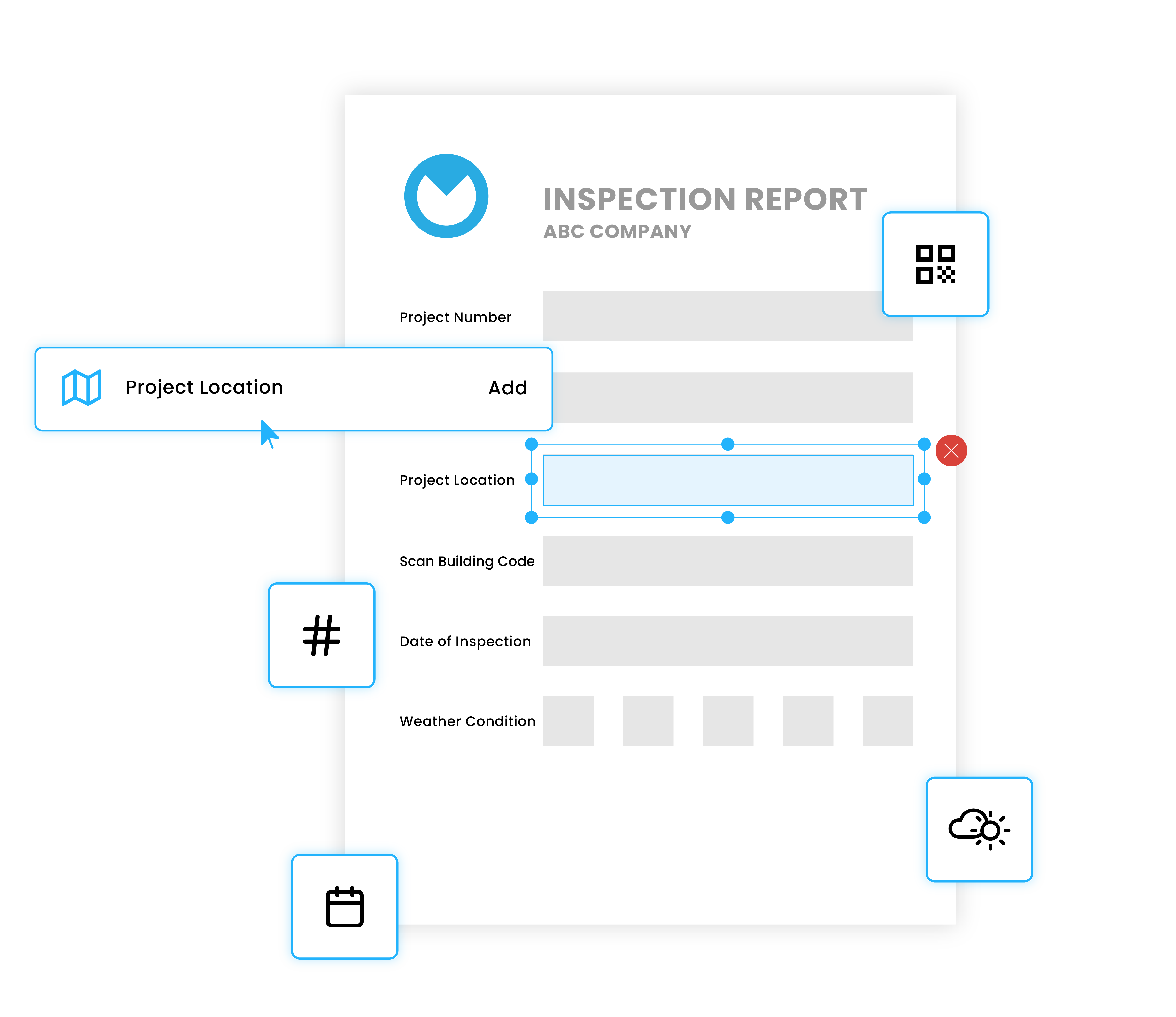 An inspection report being prepared with the FastField Report Builder